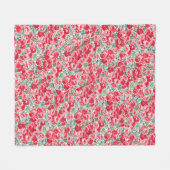 Ouderwetse rode roos bloempatroon fleece deken (Voorkant (Horizontaal))