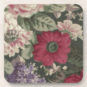 Ouderwetse rode roze blauwe witte bloemen schilder bier onderzetter