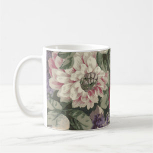 Ouderwetse rode roze blauwe witte bloemen schilder koffiemok