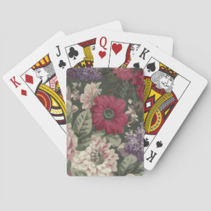 Ouderwetse rode roze blauwe witte bloemen schilder pokerkaarten