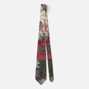 Ouderwetse rode roze blauwe witte bloemen schilder stropdas