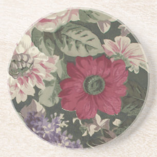 Ouderwetse rode roze blauwe witte bloemen schilder zandsteen onderzetter