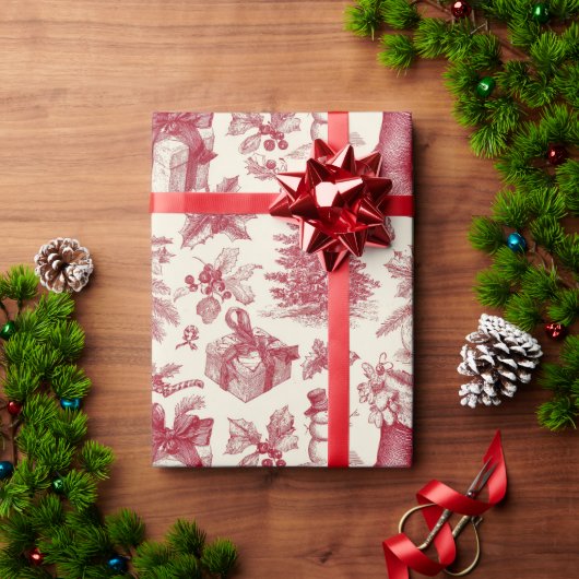Ouderwetse Rode & Witte Kerst Elegant Cadeaupapier (Feestdagen Geschenken)