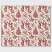 Ouderwetse Rode & Witte Kerst Elegant Cadeaupapier (Vlak)