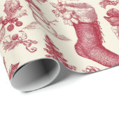Ouderwetse Rode & Witte Kerst Elegant Cadeaupapier (Rol Hoek)