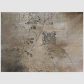 Ouderwetse roestbruine versleten botanische textuu tissuepapier (Voorkant)
