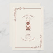 Ouderwetse roestige lantaarn terracotta bruiloft save the date (Voorkant / Achterkant)