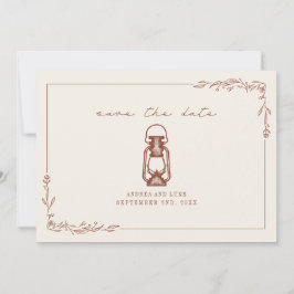 Ouderwetse roestige lantaarn Terracotta Trouw Save Save The Date