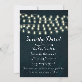 Ouderwetse roestige slingerlichtjes Navyblauw brui Save The Date