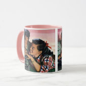 Ouderwetse romantiek, geliefden van de middelbare  mok (Voorkant links)