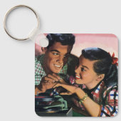 Ouderwetse romantiek, geliefden van de middelbare  sleutelhanger (Voorkant)