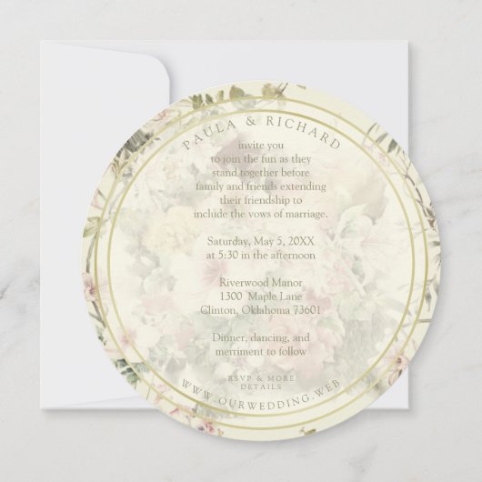 Ouderwetse Romantische Bloemige Achtergrond Lente  Feestdagenkaart (Achterkant)