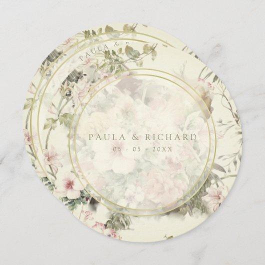 Ouderwetse Romantische Bloemige Achtergrond Lente  Feestdagenkaart (Voorkant / Achterkant)