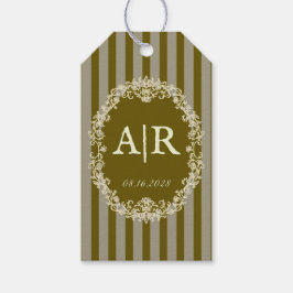 Ouderwetse Romantische Bloemige Monogram Bruiloft Cadeaulabel