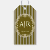 Ouderwetse Romantische Bloemige Monogram Bruiloft Cadeaulabel (Achterkant)