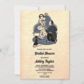 Ouderwetse romantische koppel retro bruidsfeest kaart (Voorkant)