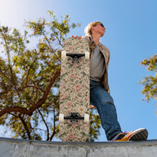 Ouderwetse Romantische Pioen & Rozen Tuin Patroon Persoonlijk Skateboard