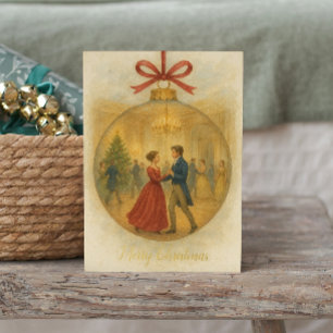 Ouderwetse Romantische Pride and Prejudice Kerstmi Folie Feestdagenkaart