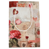 Ouderwetse Romantische Rozen Collage (3) Medium Cadeauzakje (Voorkant)