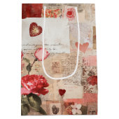 Ouderwetse Romantische Rozen Collage (3) Medium Cadeauzakje (Achterkant)