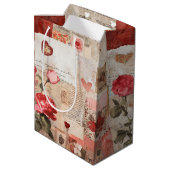 Ouderwetse Romantische Rozen Collage (3) Medium Cadeauzakje (Achterkant Gekanteld)