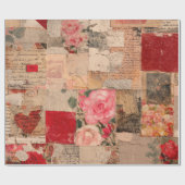 Ouderwetse Romantische Rozen Collage (5) Cadeaupapier (Vlak)