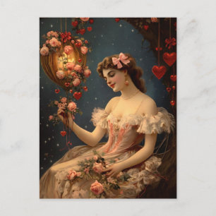 Ouderwetse Romantische Valentijnsdag Ansichtkaart Briefkaart