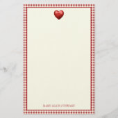 Ouderwetse rood en crèmekleurige geruite stof met briefpapier (Voorkant)