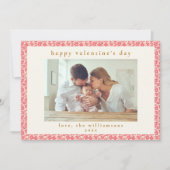 Ouderwetse Rood Roze Bloem Foto Valentijnsdag Feestdagenkaart (Voorkant)