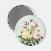 Ouderwetse roos bloem magneet (Voorkant / Achterkant)