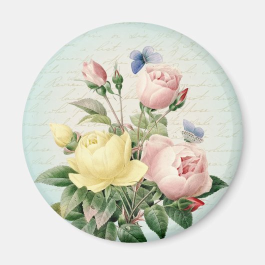 Ouderwetse roos bloem magneet (Voorkant)