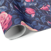 Ouderwetse Roos Bloem Tropisch Inpakpapier (Rol Hoek)