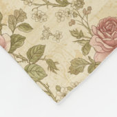 Ouderwetse Roos Bloempatroon Fleece Deken (Hoek)
