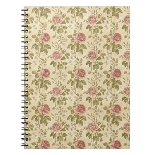 Ouderwetse Roos Bloempatroon Notitieboek (Voorkant)