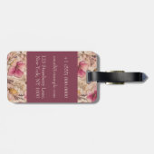 Ouderwetse Roos Botanisch Bloemmotief Bagagelabel (Achterkant horizontaal)