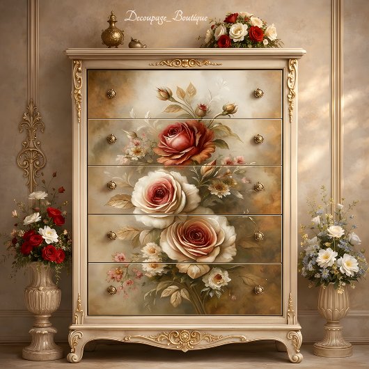 Ouderwetse Roos Charme Decoupage Tissuepapier