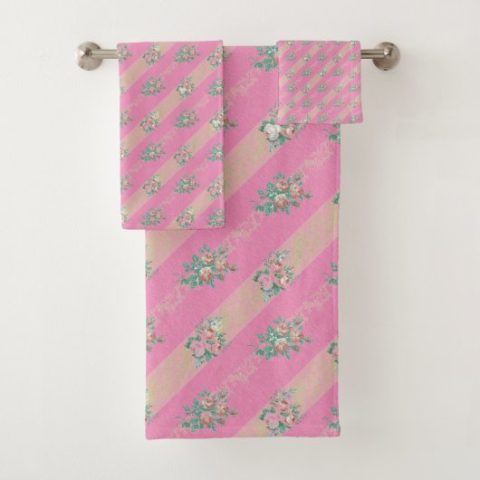 Ouderwetse Roos Patroon - Bad Handdoek Set (Insitu)