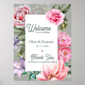 Ouderwetse Roos Romantische Botanische Trouwbegroe Poster (Voorkant)