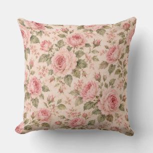 Ouderwetse Roze Aquarelrozen Bloemloze Naadloos Kussen