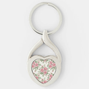 Ouderwetse Roze Aquarelrozen Bloemloze Naadloze Sleutelhanger