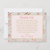 Ouderwetse Roze Bloementuin Baby Shower Bedankkaart (Voorkant)