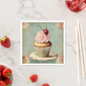 Ouderwetse Roze Franse Cupcake Verjaardag Thee Fee Servet (Insitu)