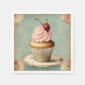 Ouderwetse Roze Franse Cupcake Verjaardag Thee Fee Servet (Voorkant)