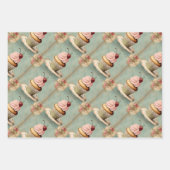 Ouderwetse Roze Franse Cupcake Verjaardags Thee Fe Inpakpapier Vel (Voorkant)