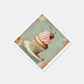Ouderwetse Roze Franse Cupcake Verjaardags Thee Pa Servet (Hoek)