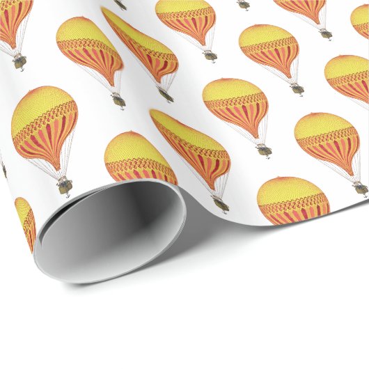 Ouderwetse Roze, Gele Heet Luchtballonnen Cadeaupapier (Rol Hoek)