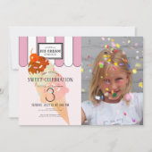 Ouderwetse roze ijssalon foto verjaardag kaart (Voorkant)