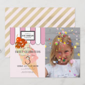 Ouderwetse roze ijssalon foto verjaardag kaart (Voorkant / Achterkant)