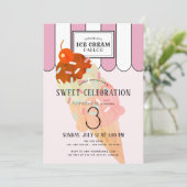Ouderwetse roze ijssalon verjaardag kaart (Staand voorkant)