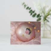 Ouderwetse roze Kerstmissnuisterij Feestdagenkaart (Staand voorkant)